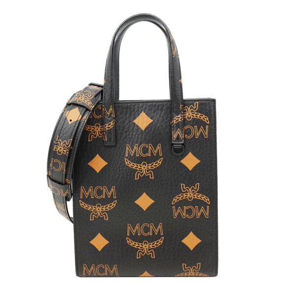 MCM  Mini Maxi Aren Visetos Nappa Rectangular Tote Bag Black - Picture 1 of 12